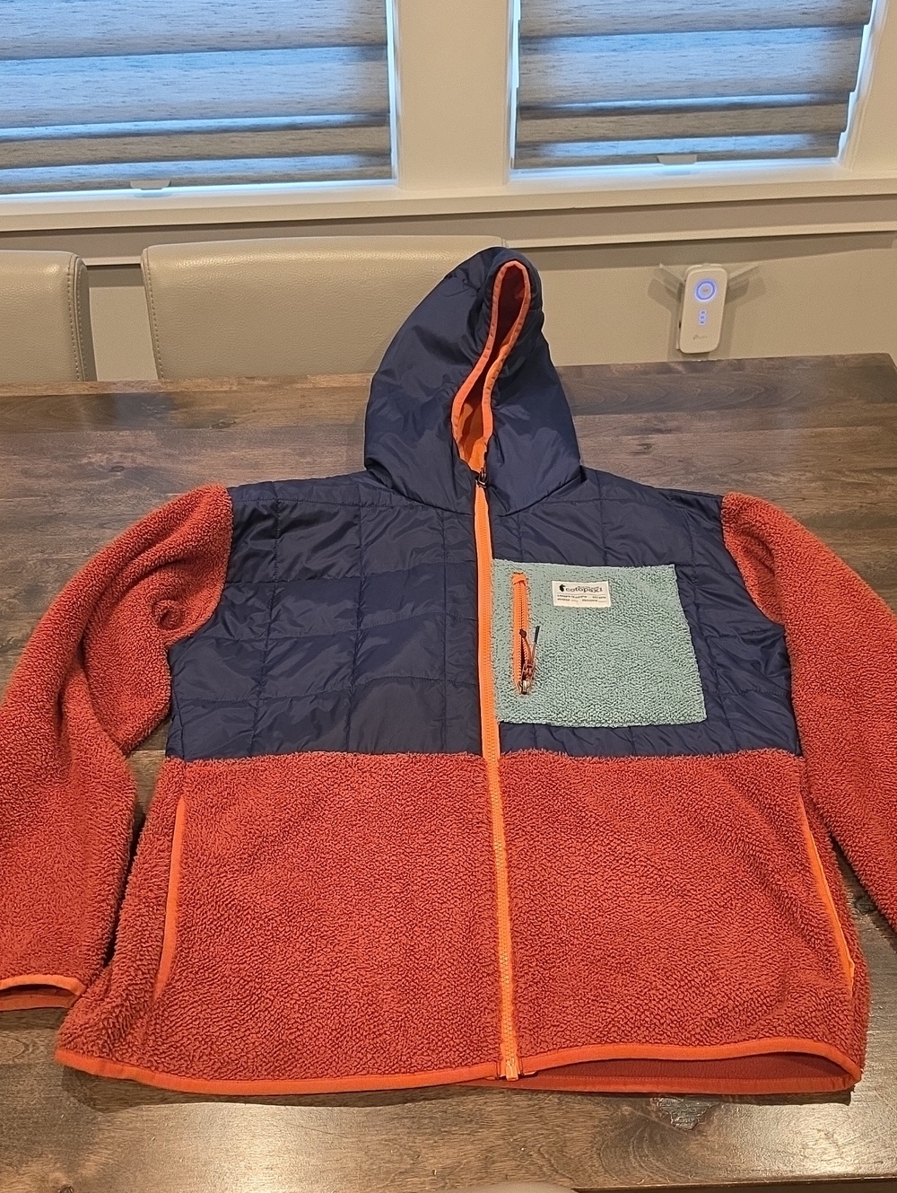 cotopaxi Men's Navy & Rust Hooded Colorblock Fleece Jacket